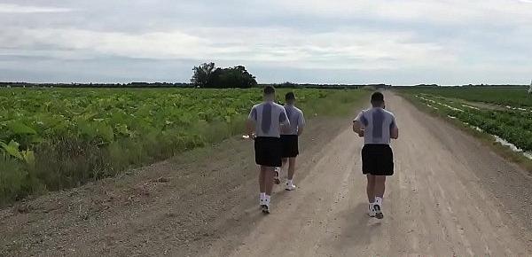  Army soldiers group fuck outdoors at basic training